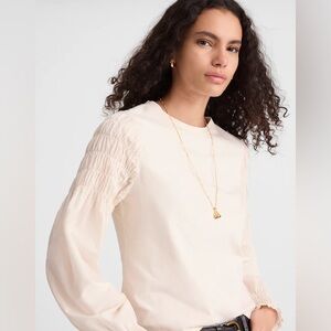 Madewell Smocked‎ Long-Sleeves Tee, NWT, size small